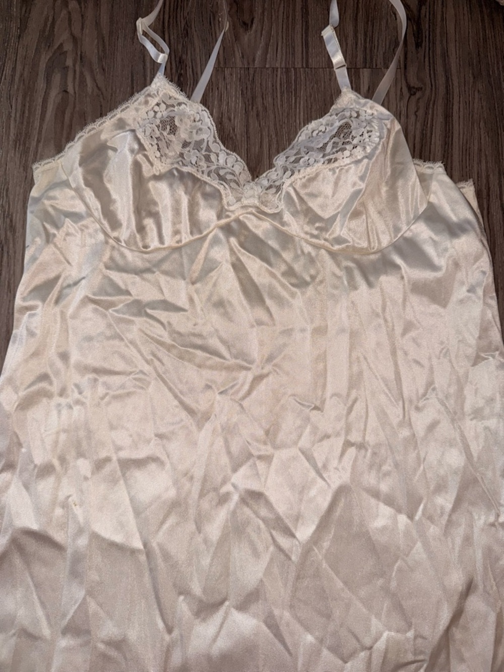 Silky Lace-Trim Slip Dress in Ivory - Picture 2 of 4